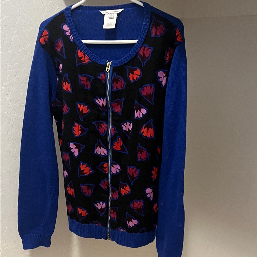 Little Marc Jacobs Blue and Black Cardigan with Red and Pink Floral Design